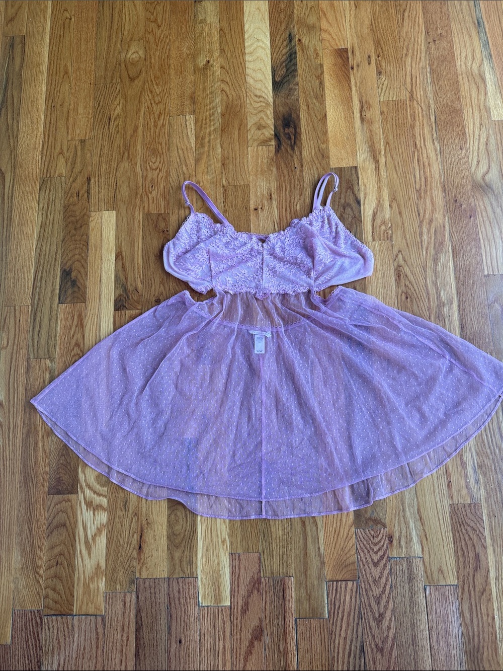 Victoria's Secret Lavender Pink Lace & Sheer Babydoll Nightie